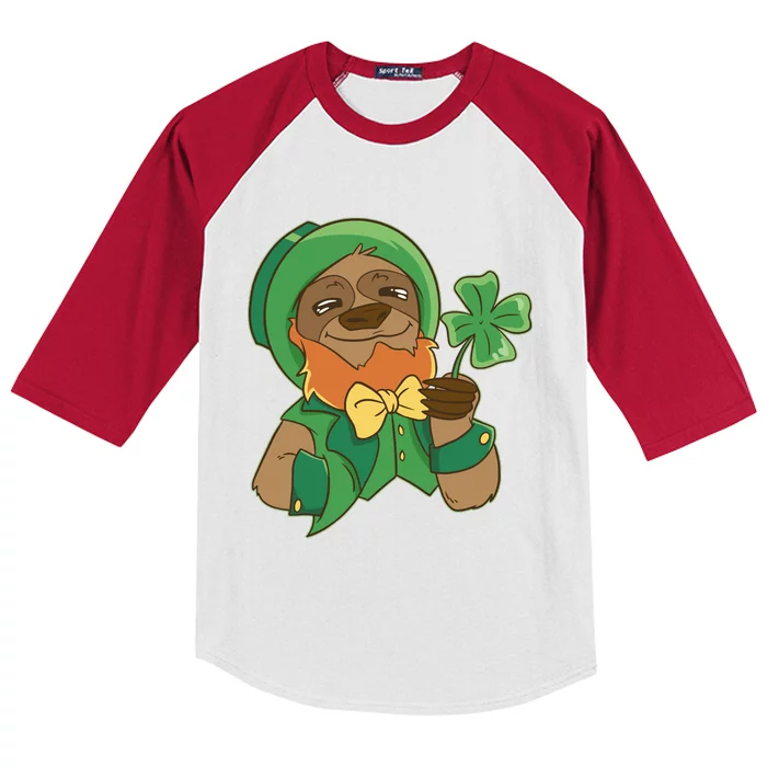 Sloth Leprechaun Kids Colorblock Raglan Jersey