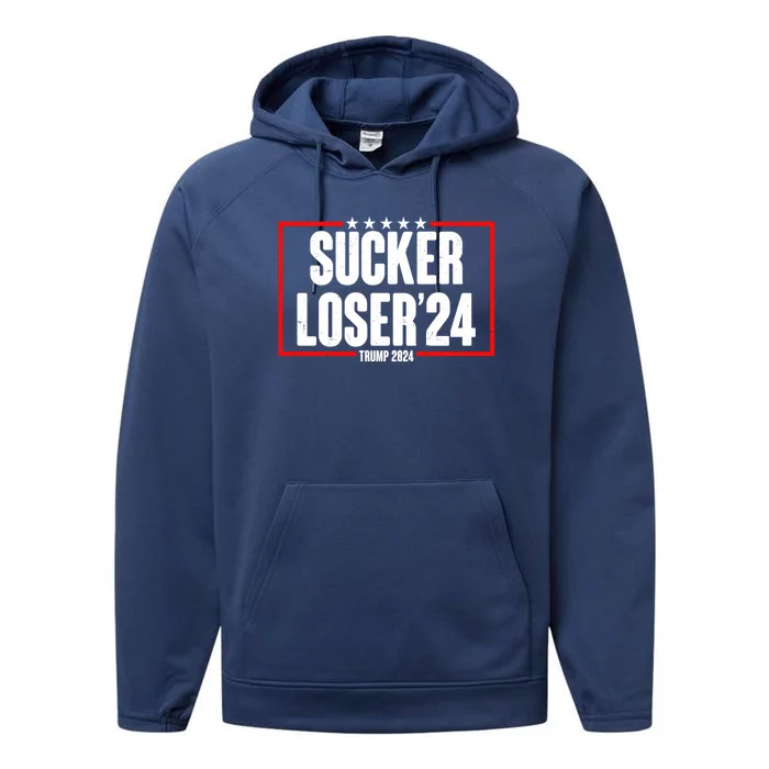 Sucker Loser Trump Biden Debate 2024 Performance Fleece Hoodie