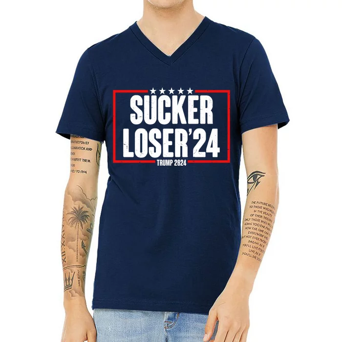 Sucker Loser Trump Biden Debate 2024 V-Neck T-Shirt