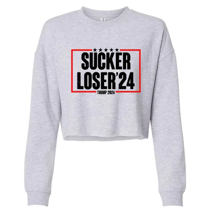 Sucker Loser Trump Biden Debate 2024 Cropped Pullover Crew