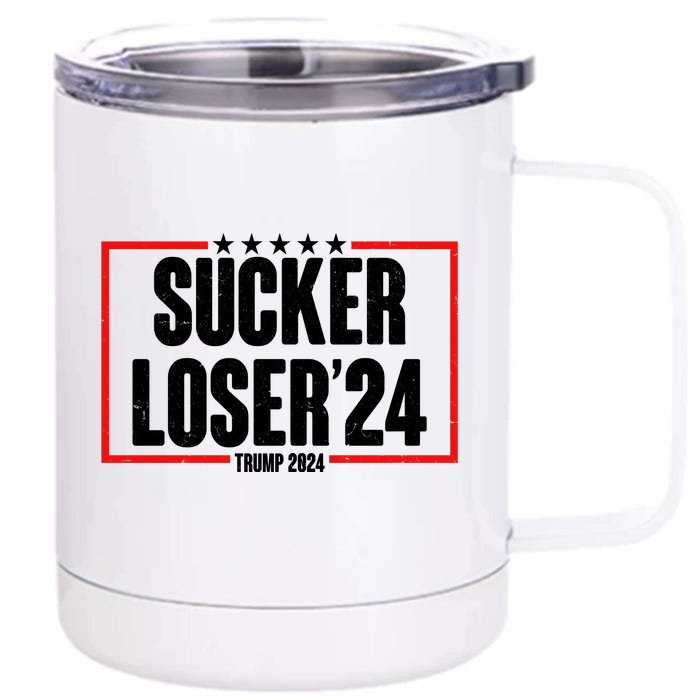 Sucker Loser Trump Biden Debate 2024 Front & Back 12oz Stainless Steel Tumbler Cup