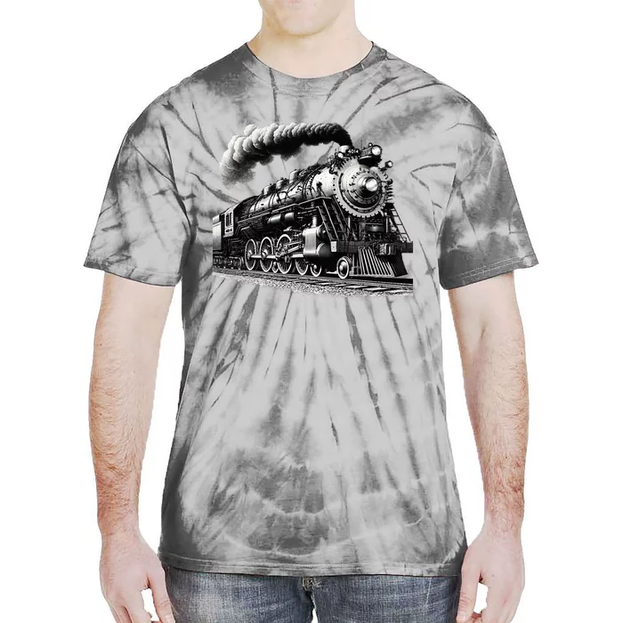 Steam Locomotive Train 4014 Vintage Railroad Big  Engine Tie-Dye T-Shirt