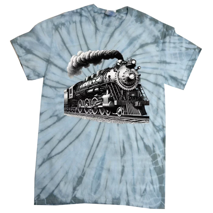 Steam Locomotive Train 4014 Vintage Railroad Big  Engine Tie-Dye T-Shirt