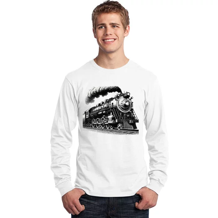 Steam Locomotive Train 4014 Vintage Railroad Big  Engine Tall Long Sleeve T-Shirt