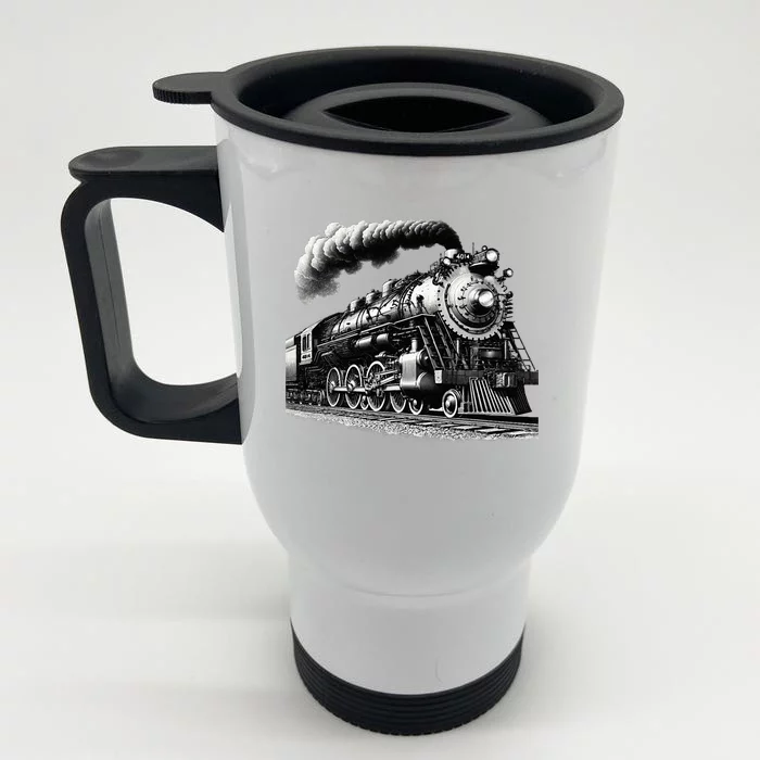 Steam Locomotive Train 4014 Vintage Railroad Big  Engine Front & Back Stainless Steel Travel Mug