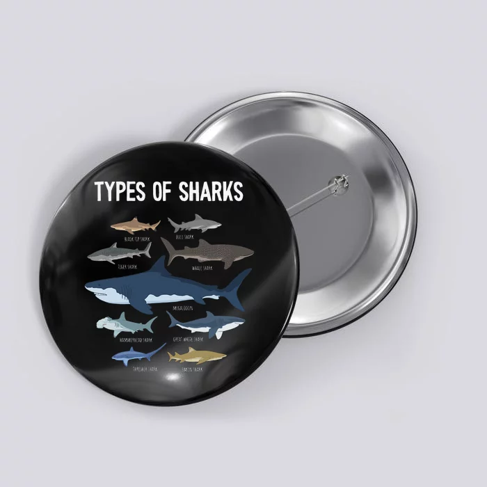 Shark Lover Types Of Sharks Kinds Of Sharks Shark Button