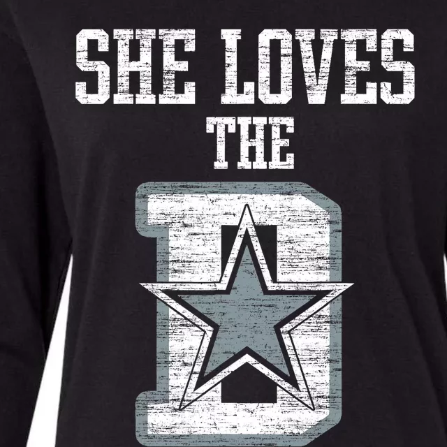 She Loves The D Dallas Gift Womens Cotton Relaxed Long Sleeve T-Shirt