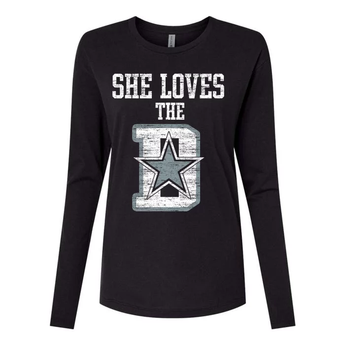 She Loves The D Dallas Gift Womens Cotton Relaxed Long Sleeve T-Shirt