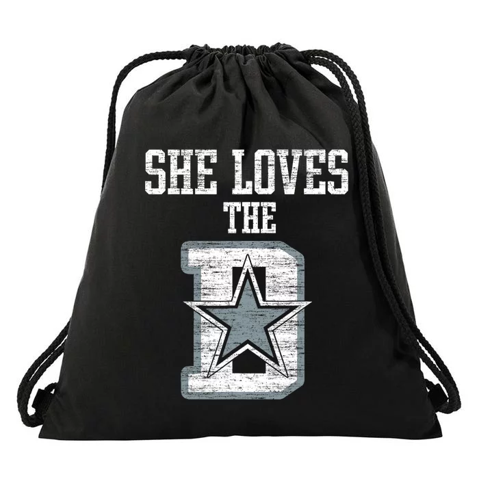 She Loves The D Dallas Gift Drawstring Bag