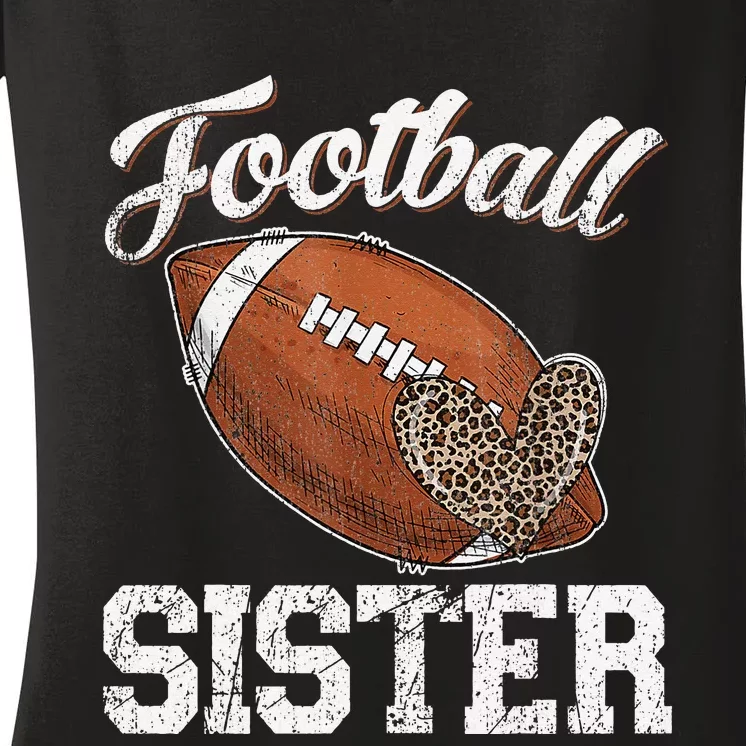 Sister Leopard Tee Ball Funny Mother's Day Women's V-Neck T-Shirt