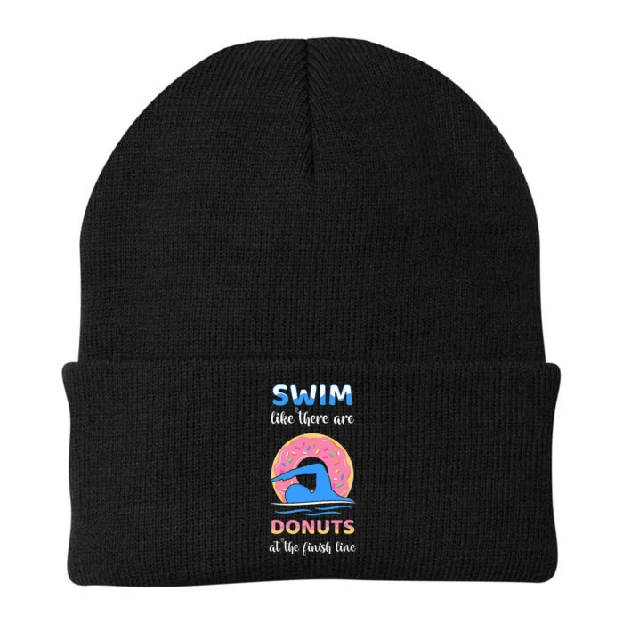 Swim Like There Are Donuts At The Finish Line Swimming Team Knit Cap Winter Beanie