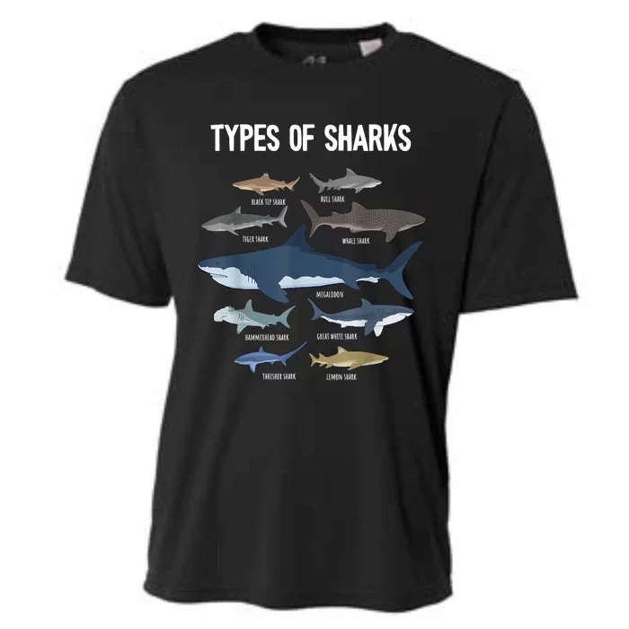 Shark Lover Types Of Sharks Kinds Of Sharks Shark Cooling Performance Crew T-Shirt