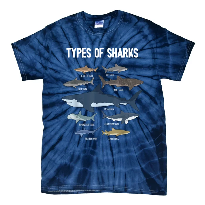 Shark Lover Types Of Sharks Kinds Of Sharks Shark Tie-Dye T-Shirt