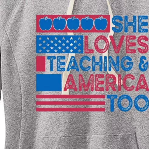 She Loves Teaching And America Too Teachers Women's Fleece Hoodie