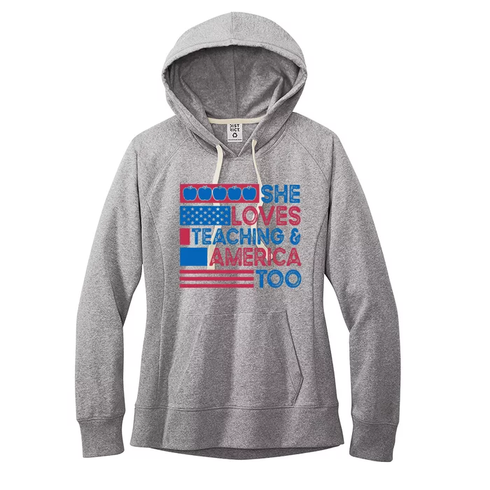 She Loves Teaching And America Too Teachers Women's Fleece Hoodie