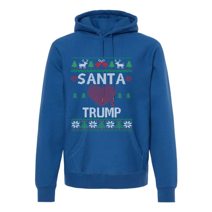 Santa Loves Trump Funny Ugly Christmas Donald Trump Gift Premium Hoodie