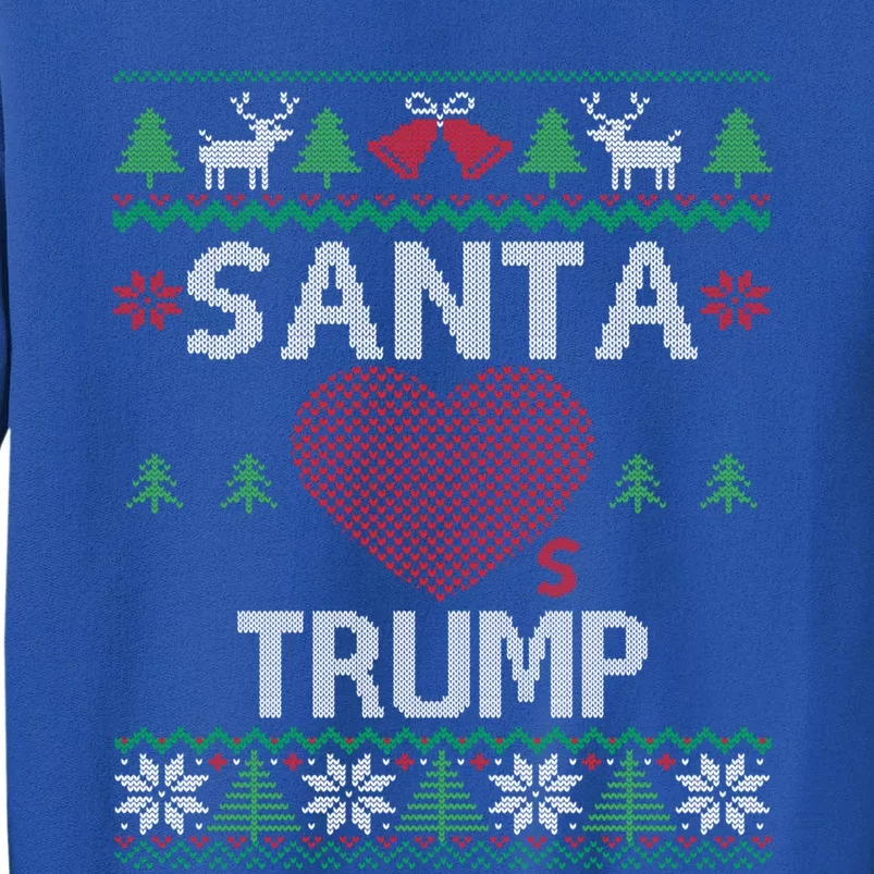 Santa Loves Trump Funny Ugly Christmas Donald Trump Gift Tall Sweatshirt