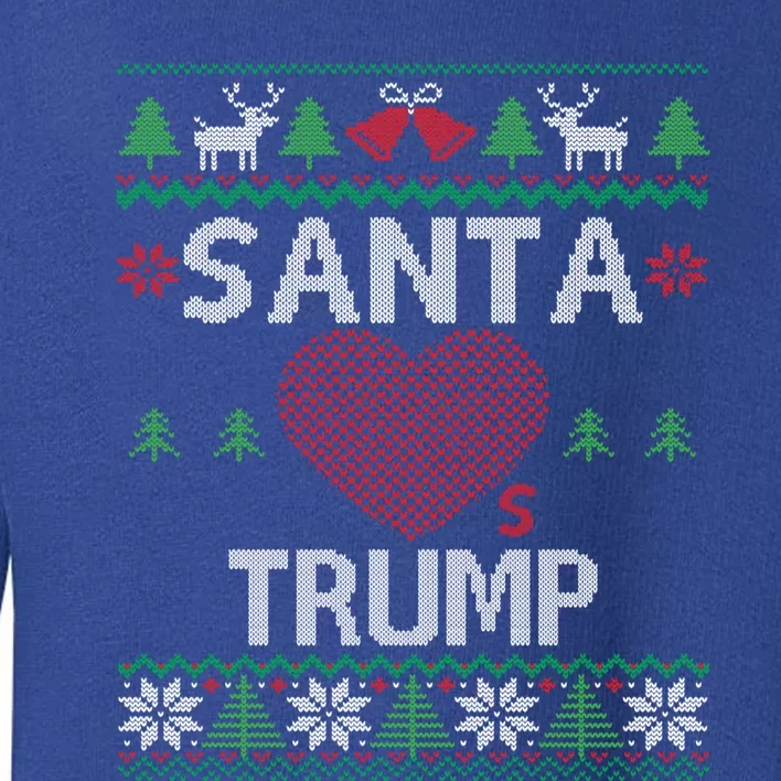 Santa Loves Trump Funny Ugly Christmas Donald Trump Gift Toddler Sweatshirt