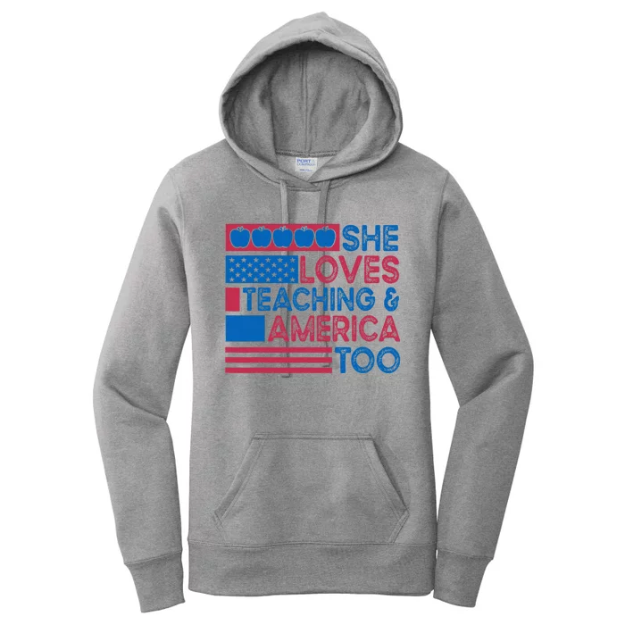 She Loves Teaching And America Too Teachers Women's Pullover Hoodie