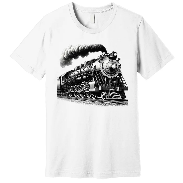 Steam Locomotive Train 4014 Vintage Railroad Big Engine Premium T-Shirt