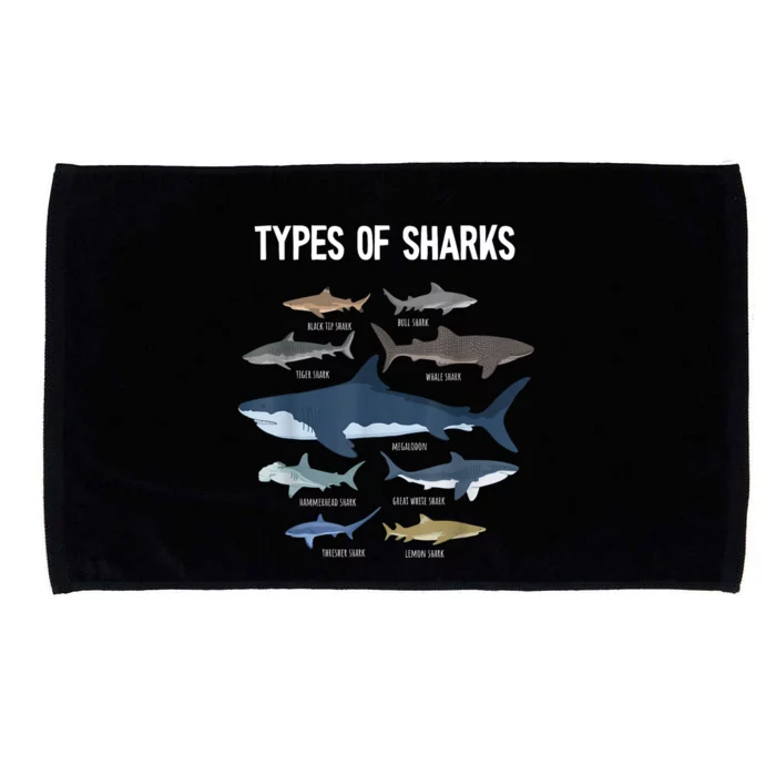 Shark Lover Types Of Sharks Kinds Of Sharks Shark Microfiber Hand Towel