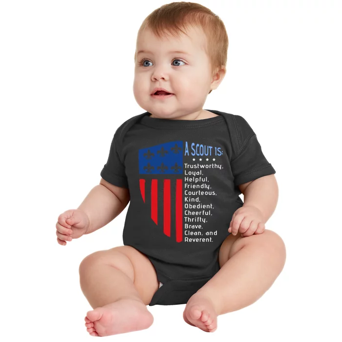 Scouting Law US America Flag Scouting law Gift Baby Bodysuit