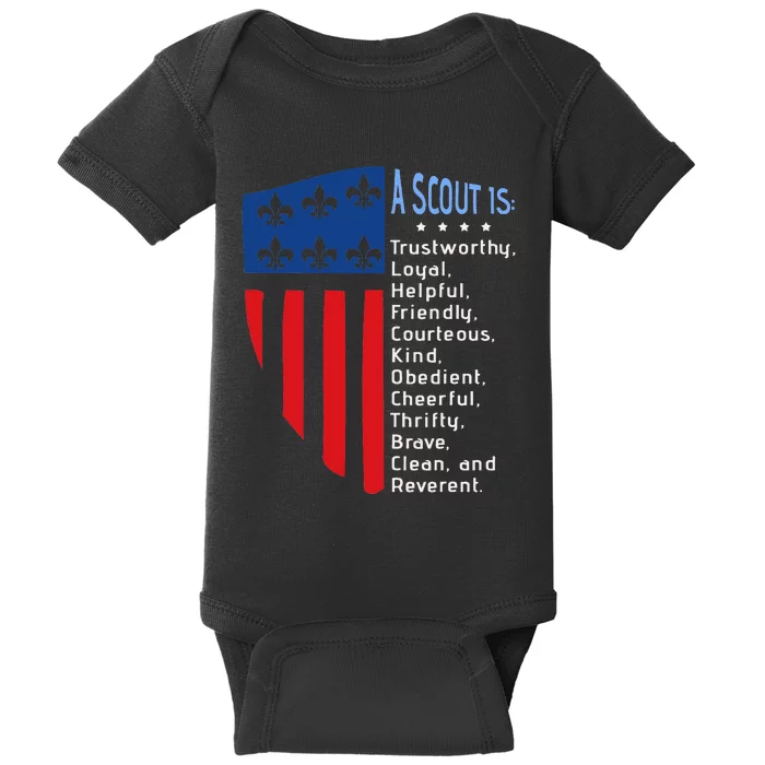 Scouting Law US America Flag Scouting law Gift Baby Bodysuit