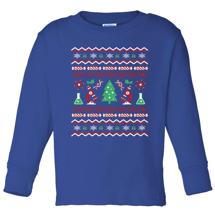 Science Laboratory Ugly Christmas Sweater Dna Microbiology Gift Toddler Long Sleeve Shirt