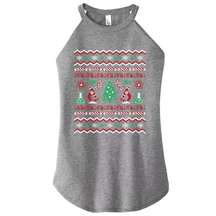 Science Laboratory Ugly Christmas Sweater Dna Microbiology Gift Women’s Perfect Tri Rocker Tank