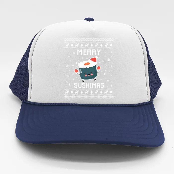 Sushi Lover Ugly Christmas Sweater For Holidays Gift Trucker Hat