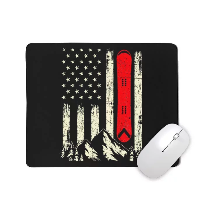 Snowboarding Lover Usa Flag Snowboarder Wintersports Lover Mousepad