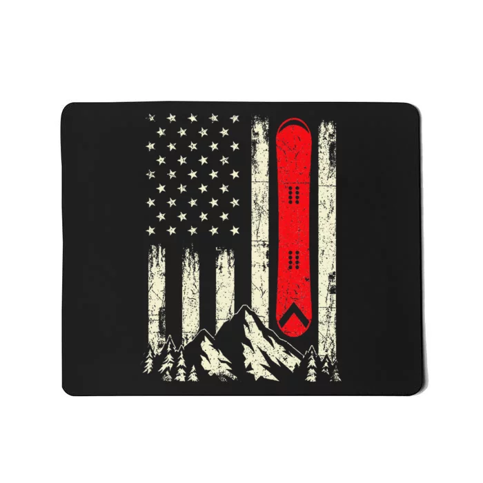 Snowboarding Lover Usa Flag Snowboarder Wintersports Lover Mousepad