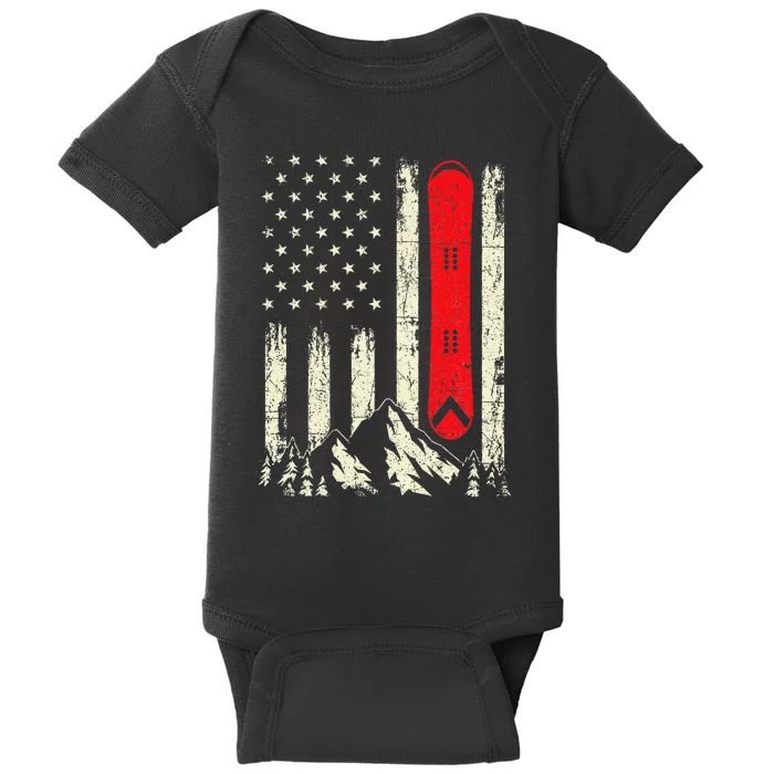 Snowboarding Lover Usa Flag Snowboarder Wintersports Lover Baby Bodysuit