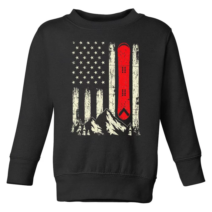 Snowboarding Lover Usa Flag Snowboarder Wintersports Lover Toddler Sweatshirt