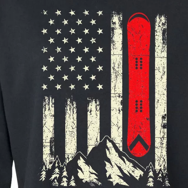 Snowboarding Lover Usa Flag Snowboarder Wintersports Lover Cropped Pullover Crew