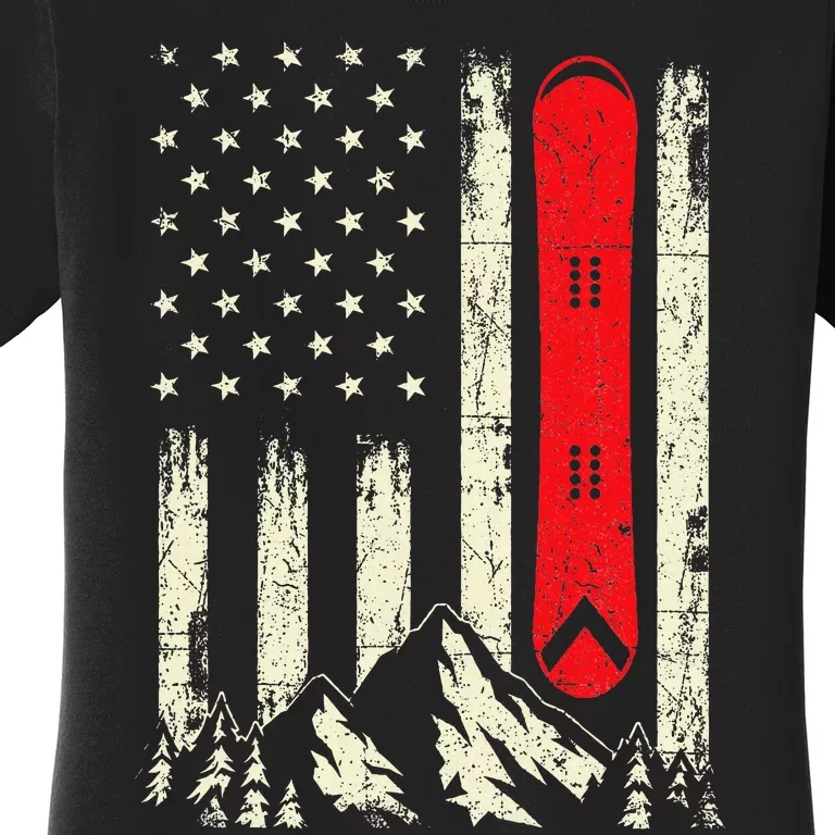 Snowboarding Lover Usa Flag Snowboarder Wintersports Lover Women's T-Shirt