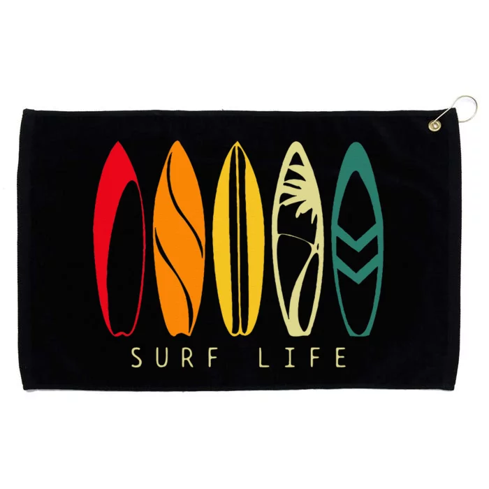 Surf Life Vintage Surfing Retro Surf Board Surfer Grommeted Golf Towel