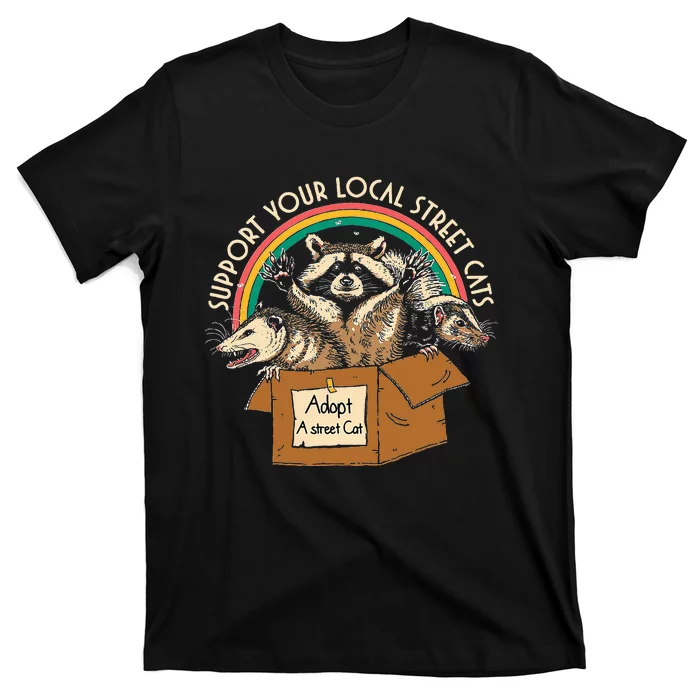 Support Local Vintage Box Raccoon Opossum Skunk T-Shirt