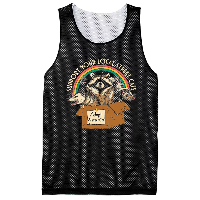 Support Local Vintage Box Raccoon Opossum Skunk Mesh Reversible Basketball Jersey Tank