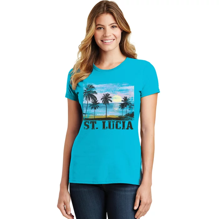 Saint Lucia Vintage Surfer Caribbean St Lucia Souvenir Gift Women's T-Shirt