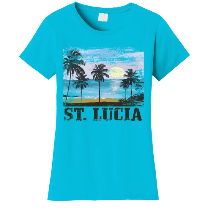 Saint Lucia Vintage Surfer Caribbean St Lucia Souvenir Gift Women's T-Shirt