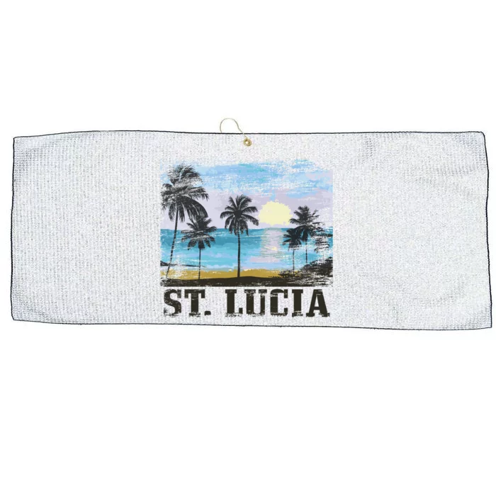 Saint Lucia Vintage Surfer Caribbean St Lucia Souvenir Gift Large Microfiber Waffle Golf Towel