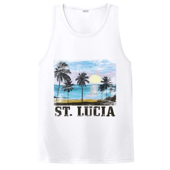 Saint Lucia Vintage Surfer Caribbean St Lucia Souvenir Gift Performance Tank