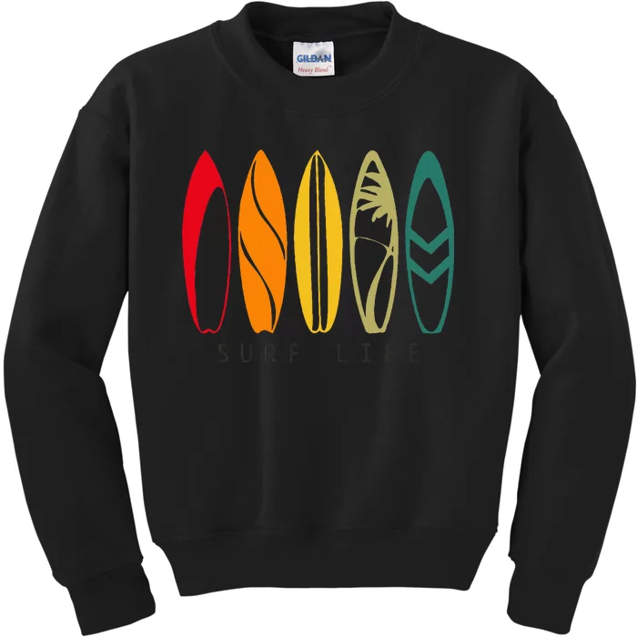 Surf Life Vintage Surfing Retro Surf Board Surfer Kids Sweatshirt