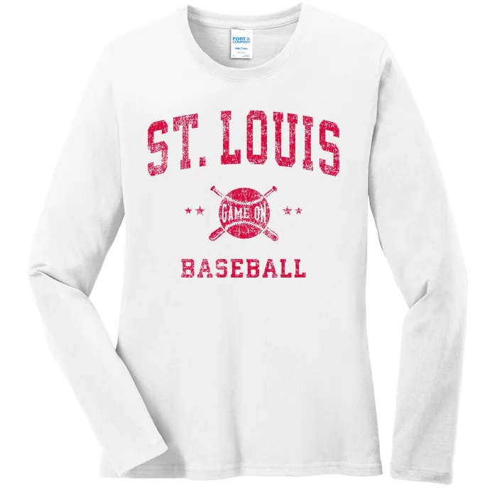 St Louis Vintage Baseball Throwback Ladies Long Sleeve Shirt