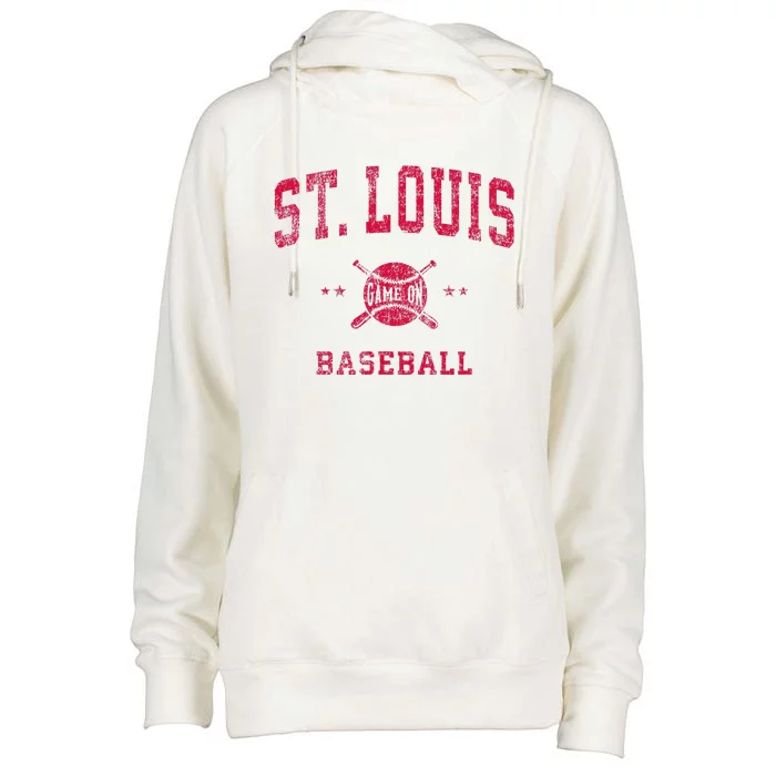 St Louis Vintage Baseball Throwback Retro Design Womens Funnel Neck Pullover Hood