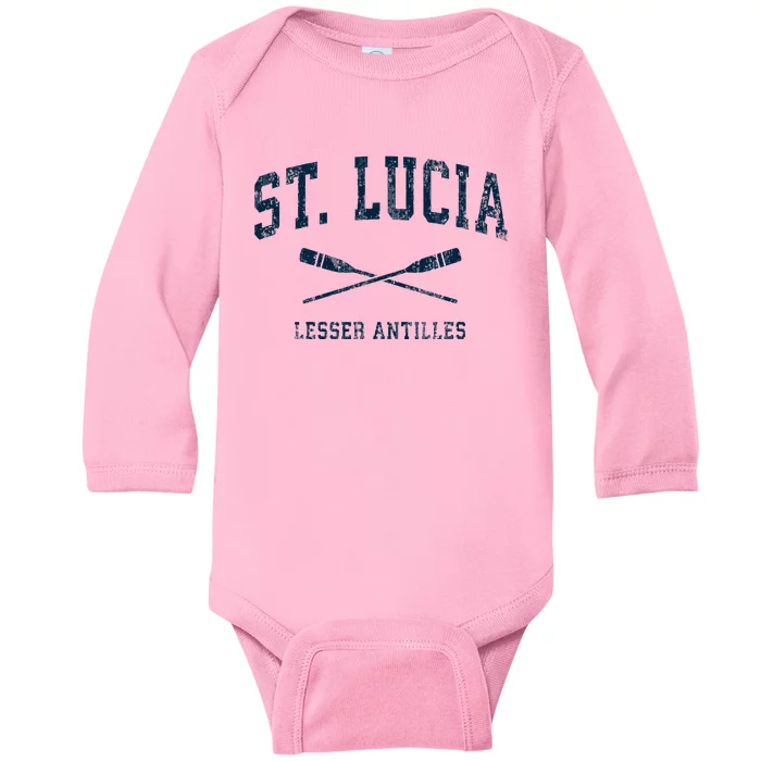 St. Lucia Vintage Nautical Paddles Sports Oars Baby Long Sleeve Bodysuit