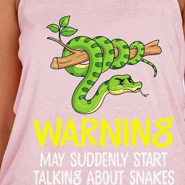 Snake Lover Warning May Suddenly Start Talking About Snakes Women's Knotted Racerback Tank