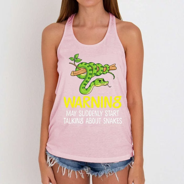 Snake Lover Warning May Suddenly Start Talking About Snakes Women's Knotted Racerback Tank