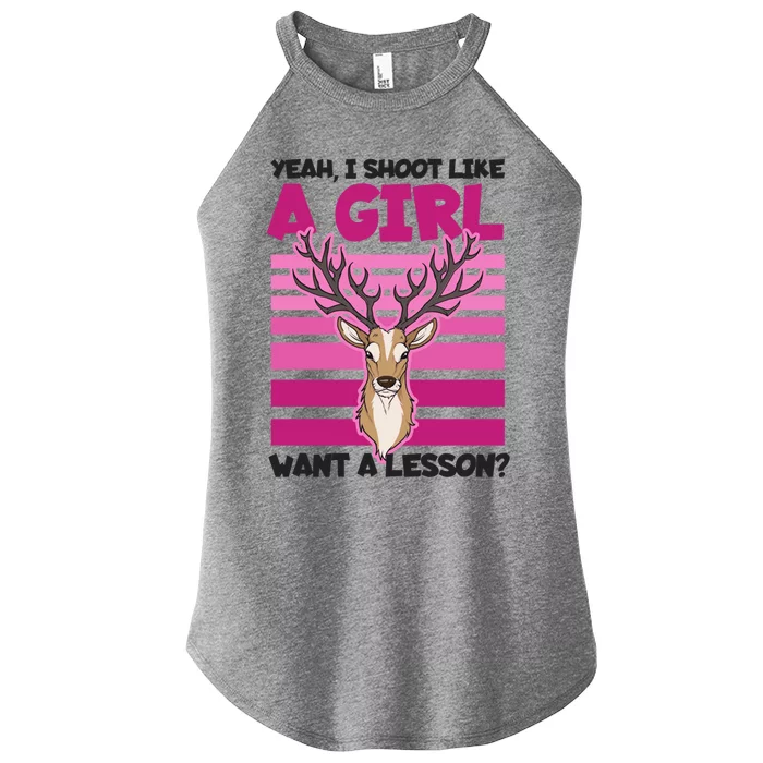 Shoot Like Want A Lesson Design Deer Hunting Meaningful Gift Women’s Perfect Tri Rocker Tank